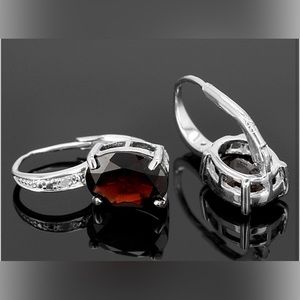 Red Garnet Rhodium Over Sterling Silver Earrings 5.61ctw